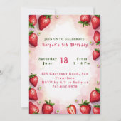 Invitation Lettre d'invitation Anniversaire fraise H Thème de (Dos)