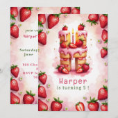 Invitation Lettre d'invitation Anniversaire fraise H Thème de (Devant / Derrière)