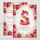 Invitation Lettre d'invitation Anniversaire fraise S Thème de (Devant / Derrière)