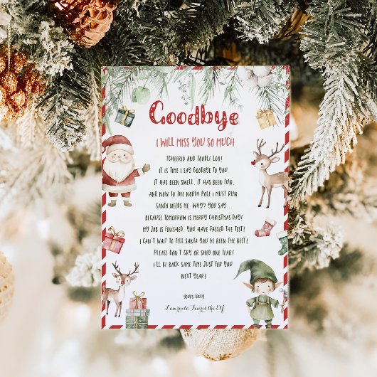 Invitation Lettre d'invitation d'adieu de l'elfe de Noël pour