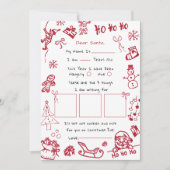 Invitation Lettre Draw Doodle pour Père Noël, Père Noël (Devant)