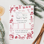 Invitation Lettre Draw Doodle pour Père Noël, Père Noël<br><div class="desc">Lettre personnalisée pour le Père Noël. Donnez à votre enfant cette année une lettre spéciale,  mignonne pour Père Noël. Collection : https://www.zazzle.com/collections/love_christmas_collection-119212194434211063</div>