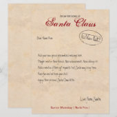 Invitation Lettre Du Bureau De Père Noël Personnalisée (Devant / Derrière)