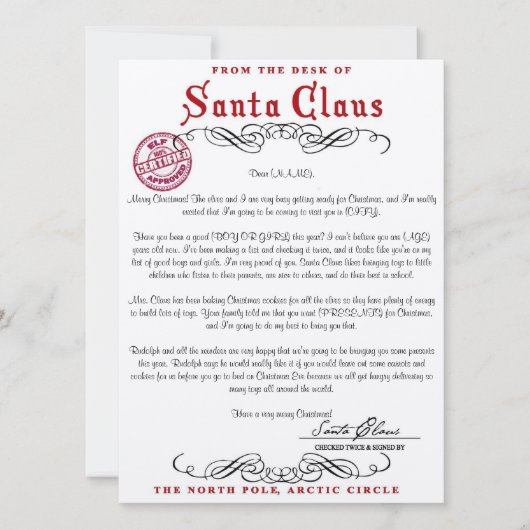 Invitation Lettre du Père Noël (Devant)