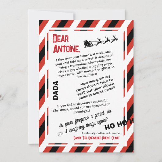 Invitation Lettre du Père Noël de DADA Le Traîneau qui a Oubl (Devant)