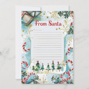 Invitation Lettre du Père Noël Étoiles Bleues Pastel et Dor