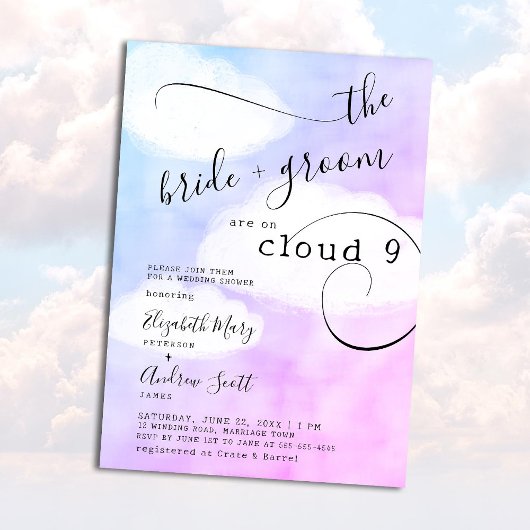 Invitation Lettre du Wedding shower humoristique de Cloud 9
