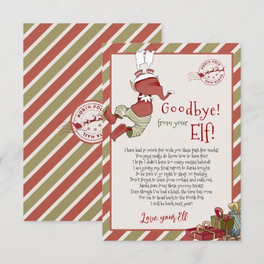 Invitation Lettre Elf "Au revoir de votre Elfe" pour Noël (Devant / Derrière)