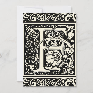 Invitation Lettre F Monogramme médiéval Art Nouveau