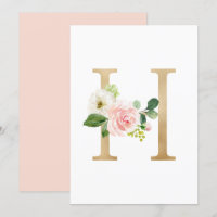 LETTRE FAUX GOL H BLANC MONOGRAPHIQUE Floral Faux