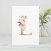 Invitation LETTRE FAUX GOLFE L BLANC MONOGRAPHIQUE Floral (Debout devant)