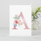 Invitation LETTRE Faux Pink Foil A Mélange Floral (Debout devant)