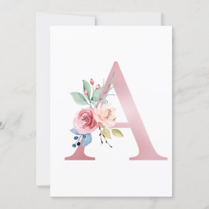 Invitation LETTRE Faux Pink Foil A Mélange Floral