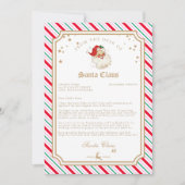 Invitation Lettre festive à rayures du Père Noël (Devant)