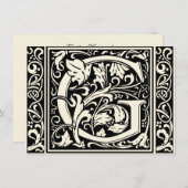 Invitation Lettre G Monogramme médiéval Art Nouveau (Devant / Derrière)