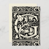Invitation Lettre G Monogramme médiéval Art Nouveau (Devant / Derrière)