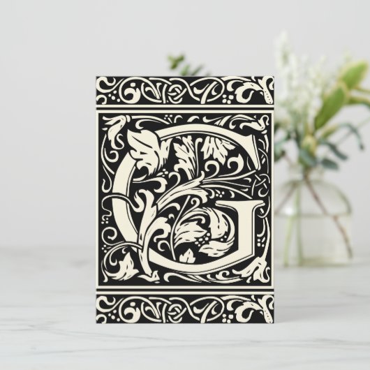 Invitation Lettre G Monogramme médiéval Art Nouveau (Debout devant)