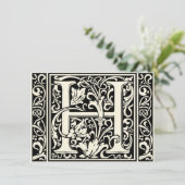 Invitation Lettre H Monogramme médiéval Art Nouveau (Debout devant)