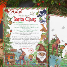 Lettre illustrée aquarelle de luxe du Père Noël