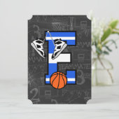 Invitation Lettre initiale de basket-ball E personnalisée (Debout devant)
