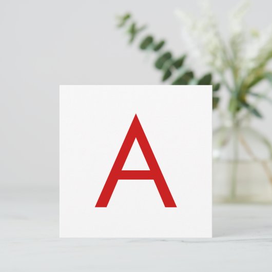 Invitation Lettre initiale Monogramme rouge blanc moderne cla (Debout devant)
