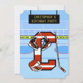 Invitation Lettre initiale personnalisée C Hockey sur glace (Devant)