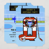 Invitation Lettre initiale personnalisée Q Hockey sur glace (Devant / Derrière)