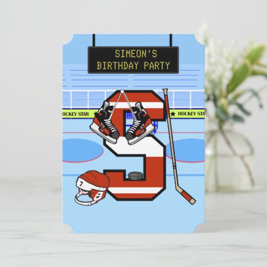Invitation Lettre initiale personnalisée S Hockey sur glace (Debout devant)
