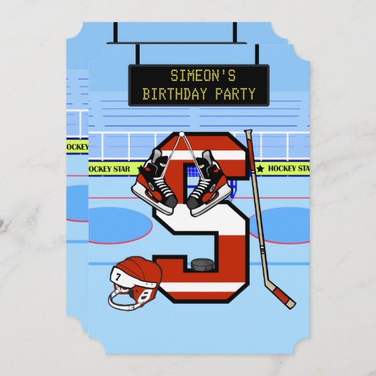 Invitation Lettre initiale personnalisée S Hockey sur glace (Devant / Derrière)