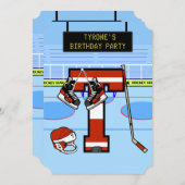 Invitation Lettre initiale personnalisée T Hockey sur glace (Devant / Derrière)