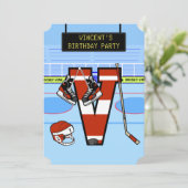 Invitation Lettre initiale personnalisée V Hockey sur glace (Debout devant)