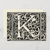 Invitation Lettre K Monogramme médiéval Art Nouveau (Devant / Derrière)