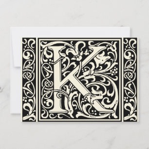 Invitation Lettre K Monogramme médiéval Art Nouveau