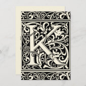 Invitation Lettre K Monogramme médiéval Art Nouveau (Devant / Derrière)