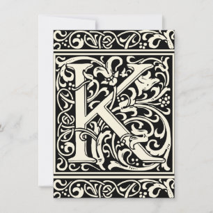Invitation Lettre K Monogramme Médiéval Art Nouveau