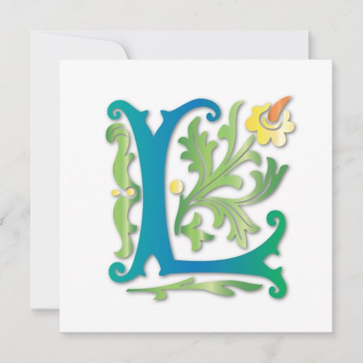 Invitation Lettre L Monogram Fleur de lis (Devant)