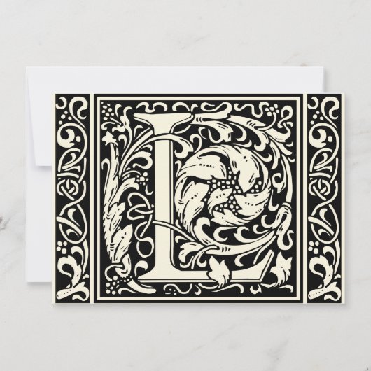 Invitation Lettre L Monogramme médiéval Art Nouveau (Devant)