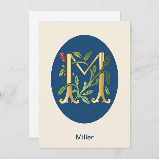 Invitation Lettre M Monogram Fleur de lis (Devant / Derrière)