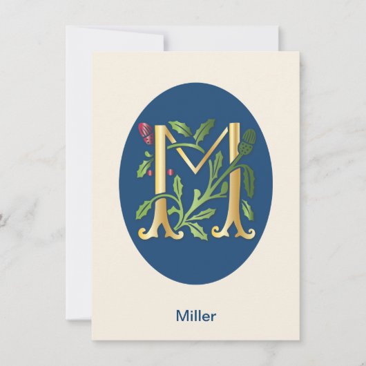 Invitation Lettre M Monogram Fleur de lis (Devant)