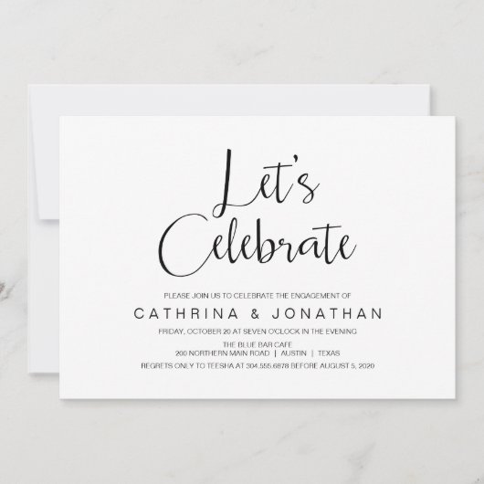 Invitation Lettre main, Écriture noire, Partie d'engagement (Devant)