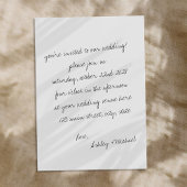 Invitation Lettre manuscrite minimaliste Mariage