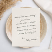 Invitation Lettre manuscrite minimaliste Mariage