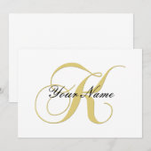 Invitation Lettre Monogramme K Doré Personnalisable Simple (Devant / Derrière)