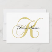 Invitation Lettre Monogramme K Dorée Personnalisable Simple (Devant)