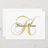 Invitation Lettre Monogramme K Dorée Personnalisable Simple (Devant / Derrière)