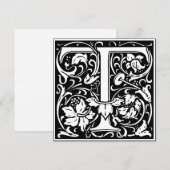 Invitation LETTRE MONOGRAPHIQUE T Florale Art Nouveau (Devant / Derrière)