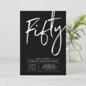 Invitation LETTRE NOIRE Cinquante | Fête du 50e anniversaire  (Debout devant)