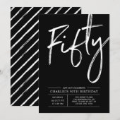 Invitation LETTRE NOIRE Cinquante | Fête du 50e anniversaire  (Devant / Derrière)