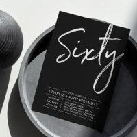 Lettre noire Soixante | Fête d'anniversaire modern