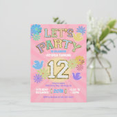 Invitation Lettre Patch Anniversaire Parti Rétro Preppy Hippi (Debout devant)